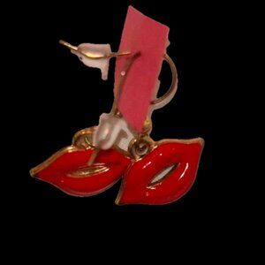 Red Lip Earrings from neimans beautiful porcelain surgical stainless under gold